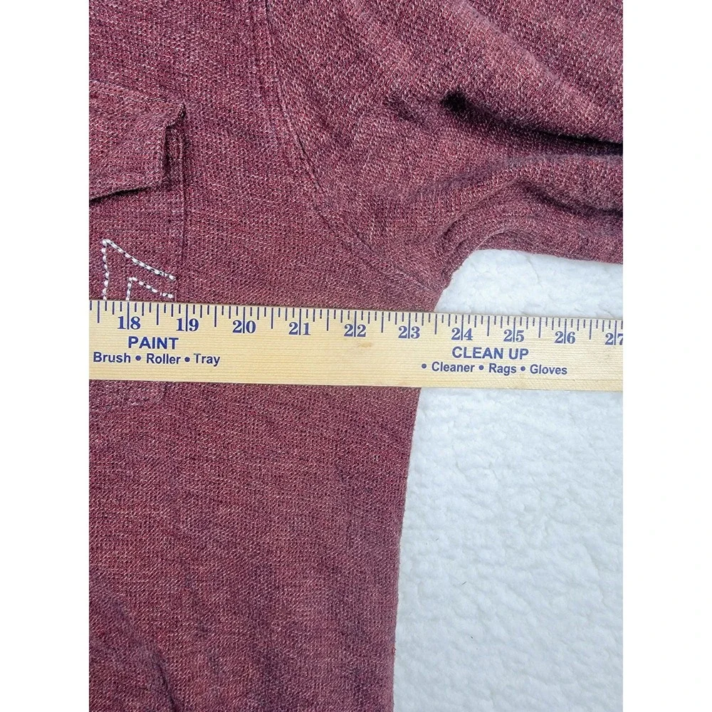 True Religion Hooded Shirt Mens XXL Burgundy Embroidered Logo Button Down Hoodie